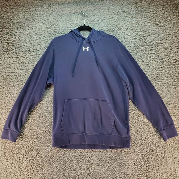 Under Armour Shirt Mens Medium ColdGear Navy Blue Pullover Hoodie - Picture 1 of 8